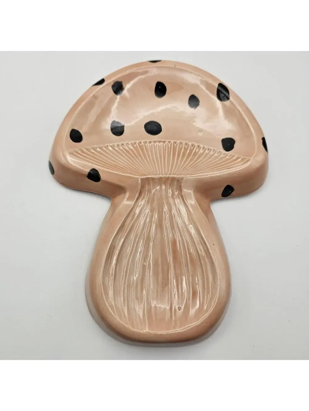 Vintage Handmade Mushroom Spoon Rest Cottagecore Ceramic Trinket Tray Pottery